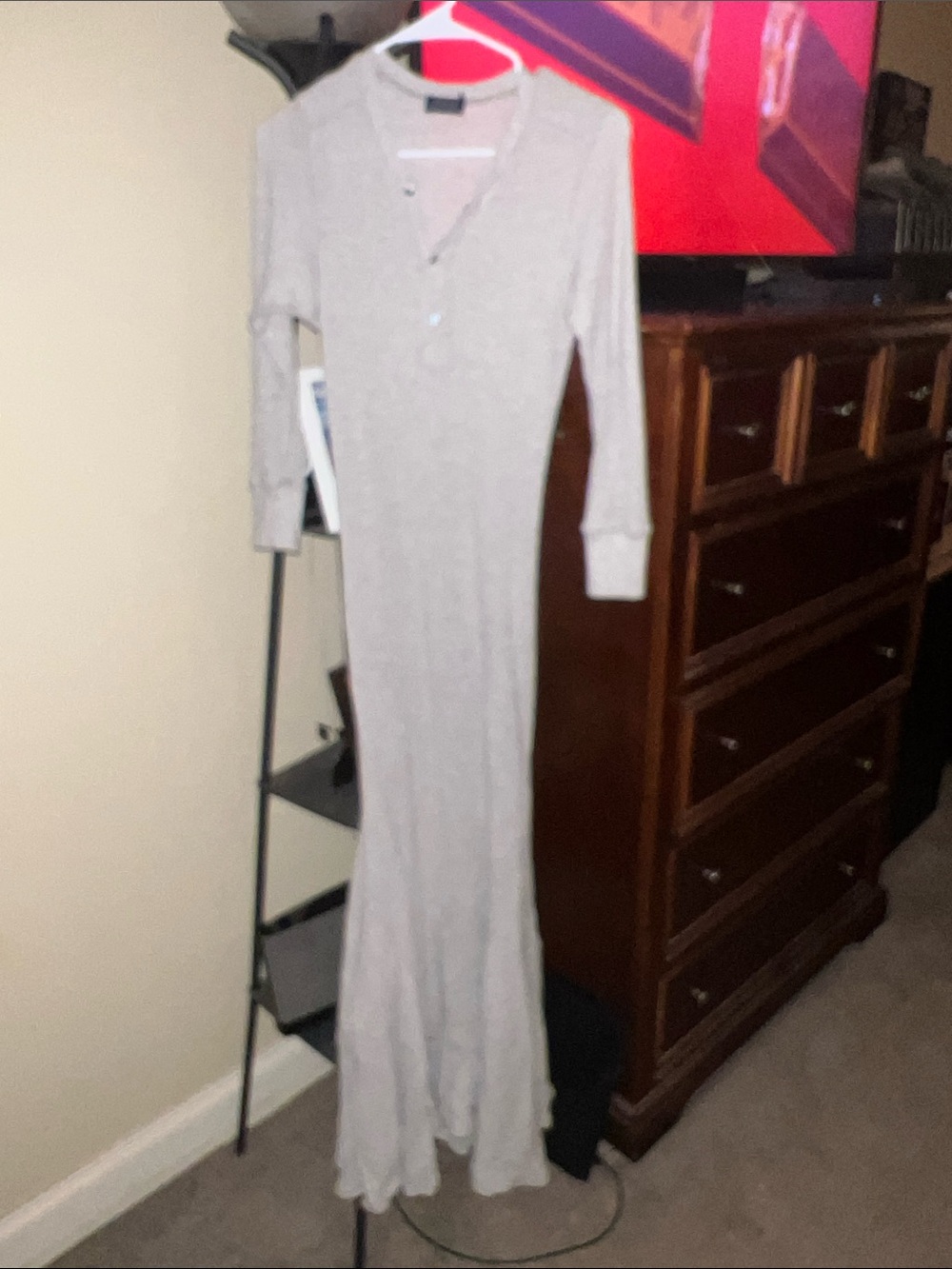 Polo by Ralph Lauren Long Gray Henley Maxi Dress
